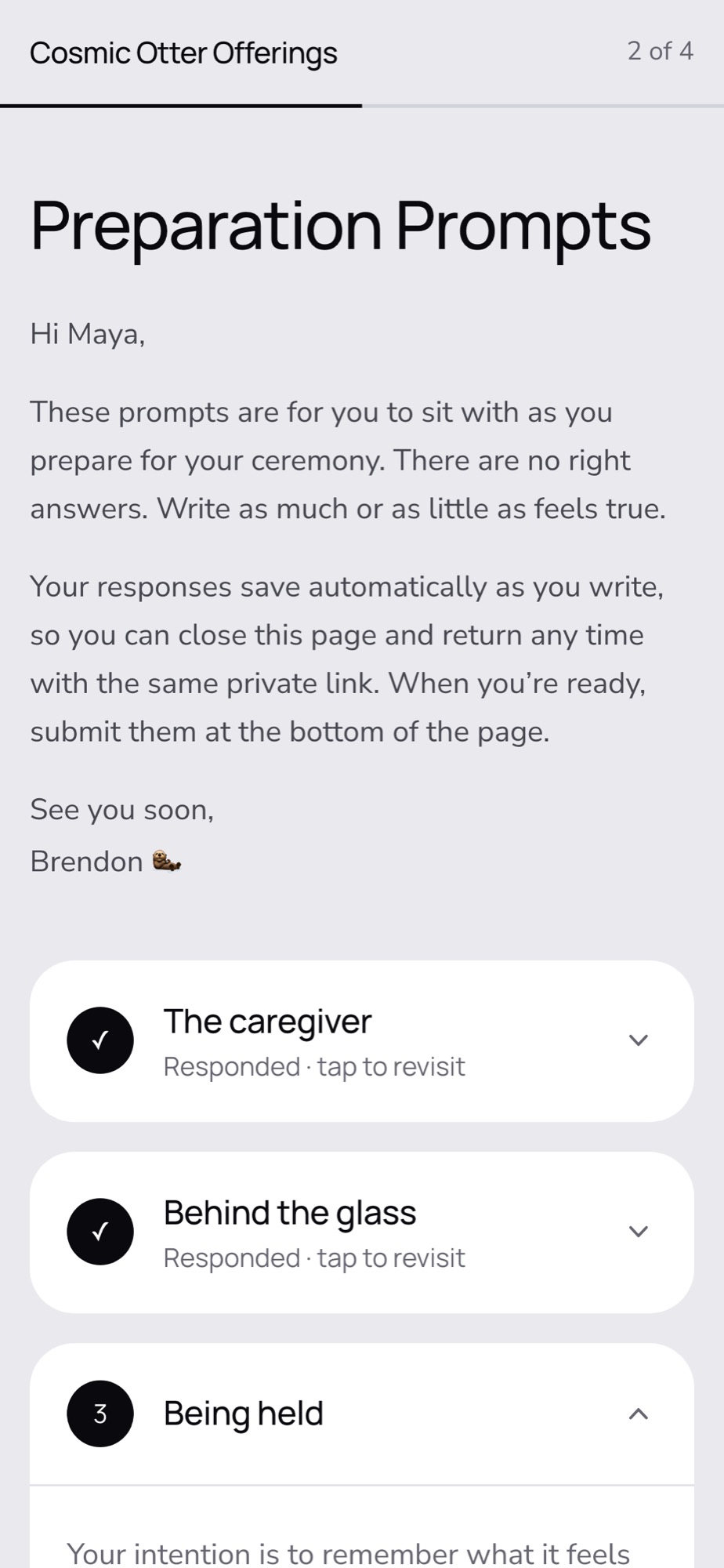 Preparation prompts on a phone